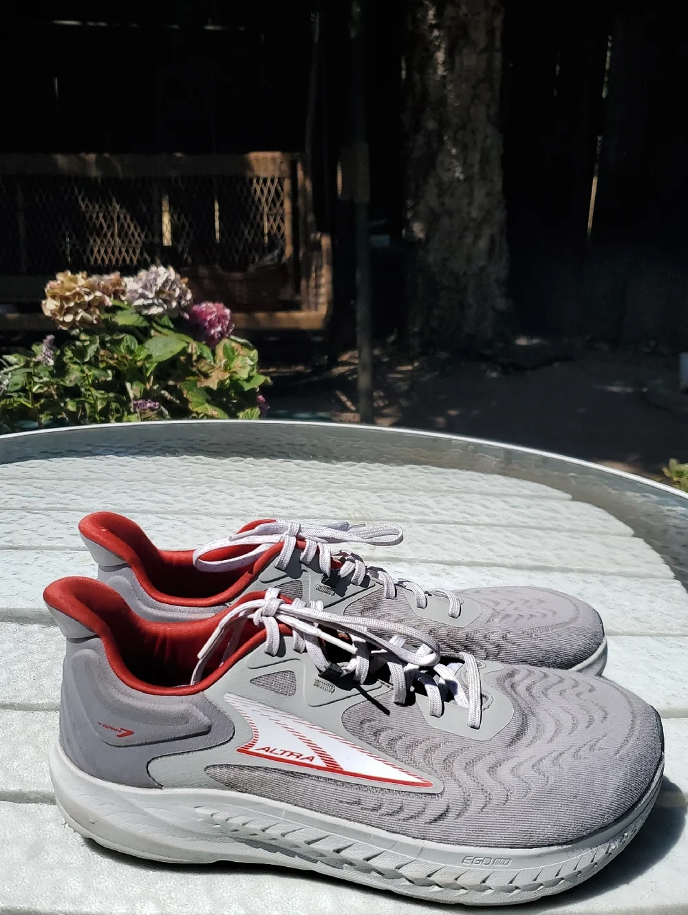 Altra Torin 7 Size US 11 Wide. Grey Red Colorway. Good/Excellent Used Condition